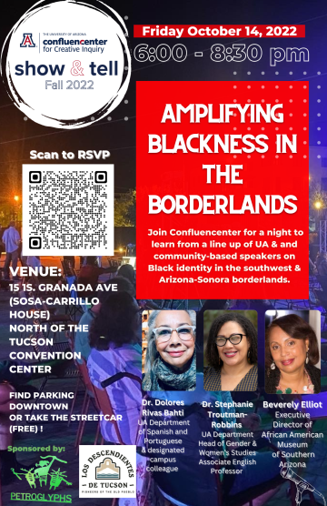 Flyer with information regarding Amplifying Blackness in the Borderlands event