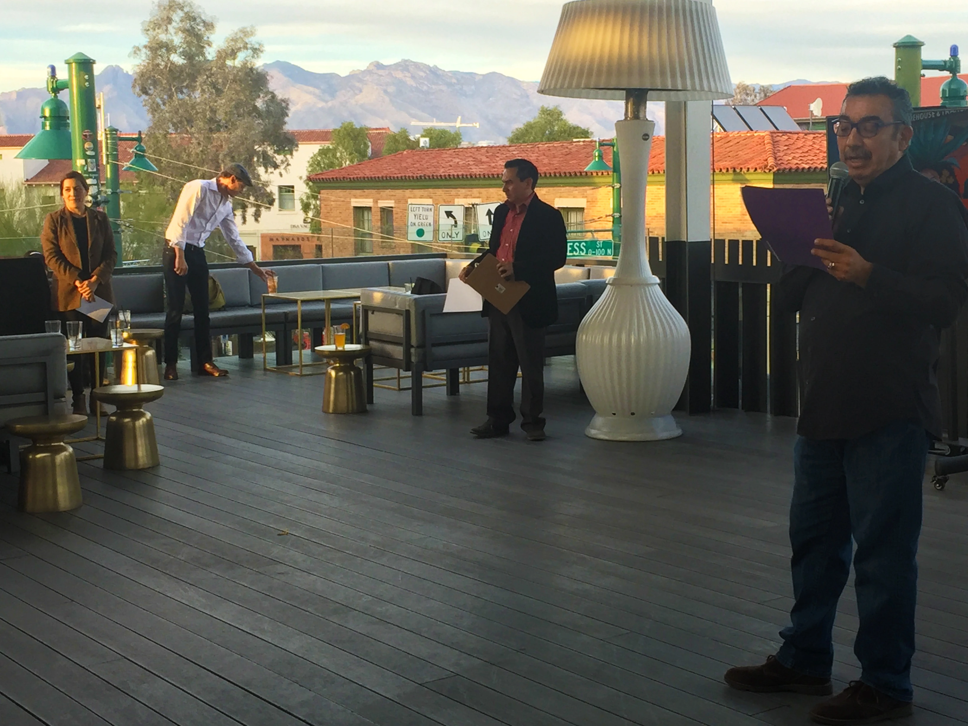Dr. Javier Duran speaks at an event on Congress St.