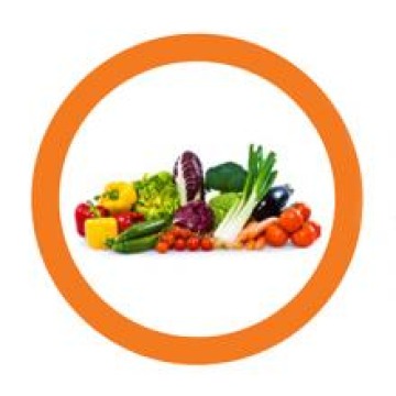Some food items in an orange circle